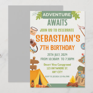 Invitation Camping Anniversaire Fête Enfants modernes Invitat