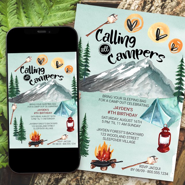 Invitation Camping Aventure Appeler Tous Les Campeurs Anniver (Créateur téléchargé)