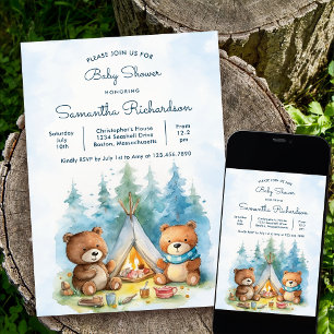Invitation Camping Baby shower d'aventure en plein air
