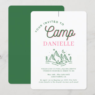 Invitation Camping Bachelorette Party Parent Personnalisé