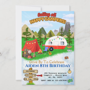 INVITATION CAMPING BASH D'ANNIVERSAIRE, CAMPING SUR LES MONTA