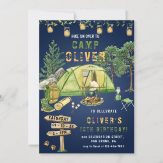 Invitation Camping en plein air Camp à l'extérieur fête d'ann
