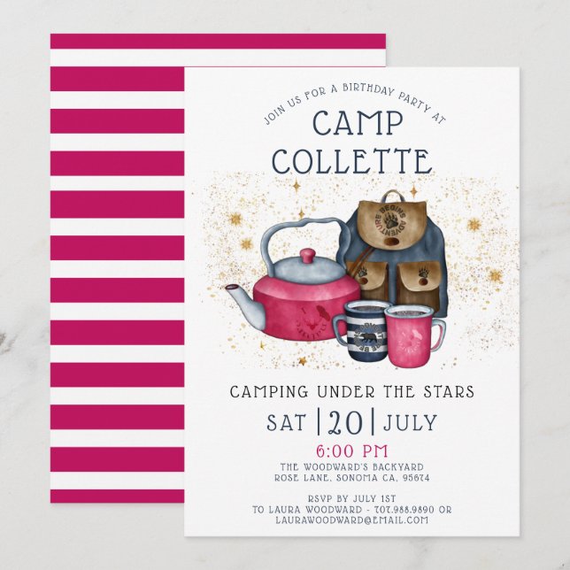Invitation Camping Glamping Anniversaire Sous Les Étoiles (Devant / Derrière)