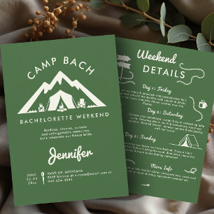 Invitation Camping Glamping Green 3 Jours Bachelorette Party
