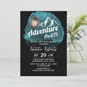 Invitation Camping Mountain Adventure Baby shower d'aquarelle