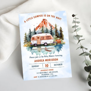 Invitation Camping Mountain Baby shower rustique