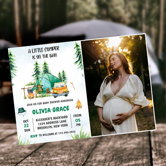 Invitation Camping Mountain Rustic Baby shower Party Photo (Créateur téléchargé)