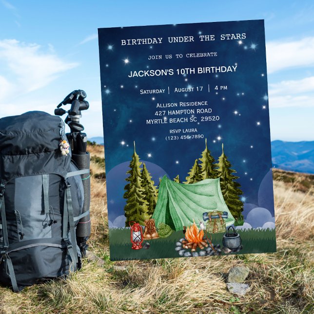 Invitation Camping Outdoor Woodland fête d'anniversaire (Créateur téléchargé)