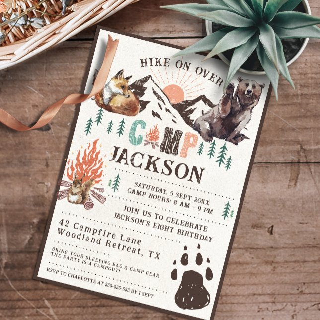 Invitation Camping Rustic Camp Anniversaire (Créateur téléchargé)