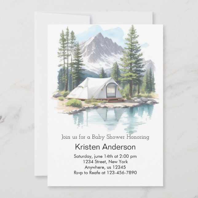 Invitation Camping Stars Adventure Await Baby shower (Devant)