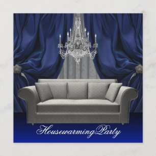 Invitation Canapé bleu Damas Chandelier Fête de la Ménage