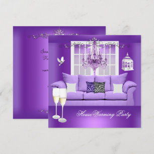 Invitation Canapé Lustre Champagne Violet pour la Fête de Cha