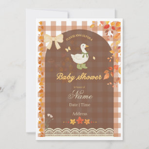 Invitation Canard automnal rustique Gingham campagnard & Fe