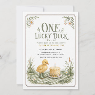 Invitation Canard chanceux Vert sauge Étang Pique-nique 1er a