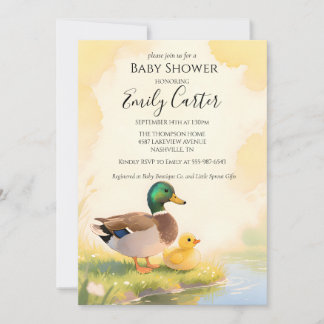 Invitation Canard colvert avec bébé caneton Shower de bébé
