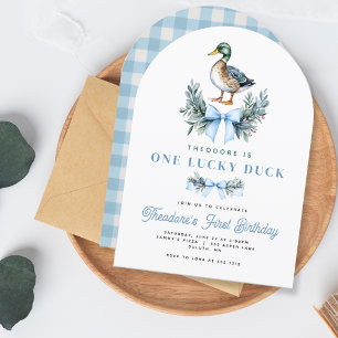 Invitation Canard colvert bleu bébé garçon Premier Anniversai