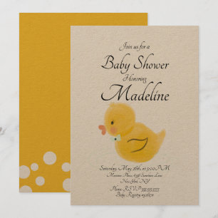 Invitation Canard en caoutchouc aquarellé Baby Shower Rus