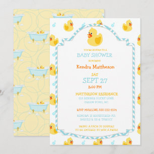 Invitation Canard en Caoutchouc Genre Neutre Aqua Jaune