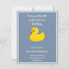 Invitation canard en caoutchouc jaune -fête d'anniversaire