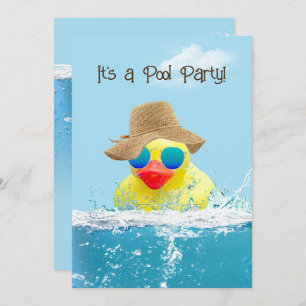 Invitation Canard jaune avec lunettes de soleil pour Pool Par