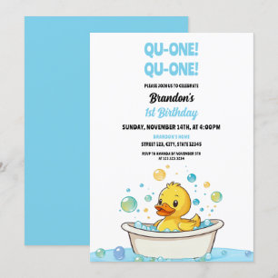 Invitation Canard jaune de dessin animé pour 1er anniversaire