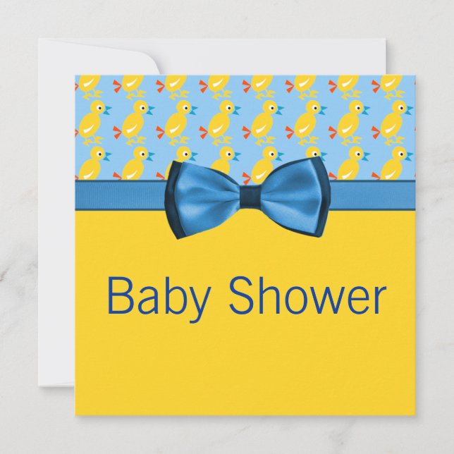 Invitation Canards Bébés dans le Baby shower Jaune et Bleu (Devant)