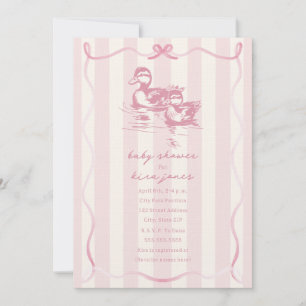 Invitation Canards Bow Bow Doodle Baby shower rose