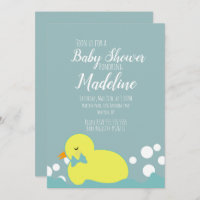 Canards modernes Baby shower chaud jaune Invitatio