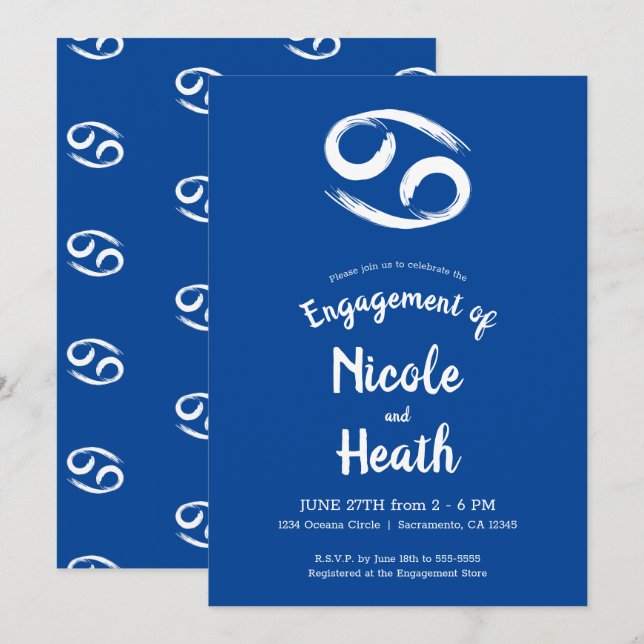 Invitation CANCER Zodiac Astrologie (Devant / Derrière)
