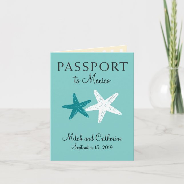 Invitation Cancun Mexique | Passeport Mariage (Devant)
