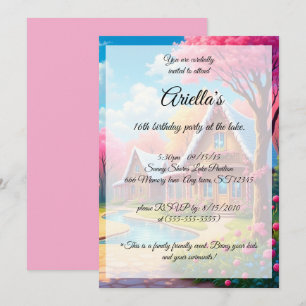 Invitation Candy Coloured Lake House Sweet 16 Anniversaire