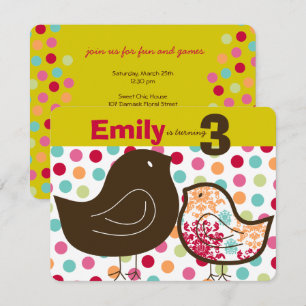 Invitation Candy Damask Chicks Fille Anniversaire Fête Invita