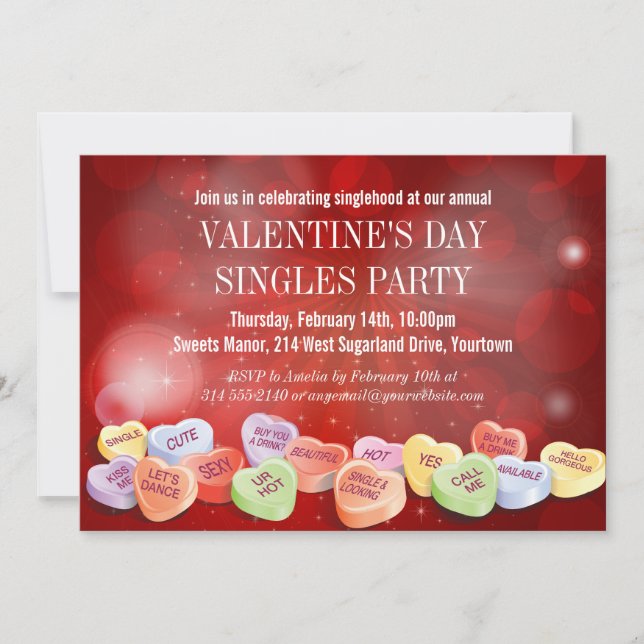 Invitation Candy Hearts Saint Valentin (Devant)