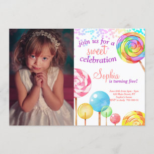 Invitation Candy Land Girl Birthday Sweet Lollipops