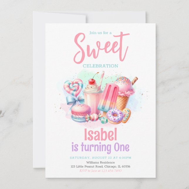 Invitation Candy Land Sweet Anniversaire (Devant)
