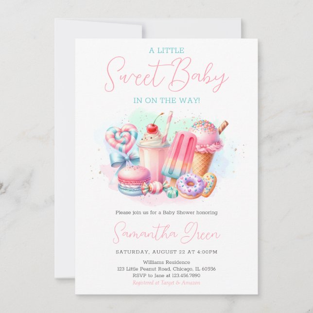 Invitation Candy land Sweets Baby shower (Devant)