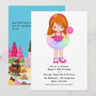 Invitation Candy Land Tutu Fête d'anniversaire