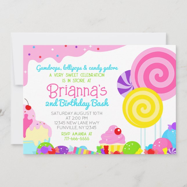 Invitation Candy Sweet Celebration Anniversaire (Devant)