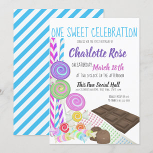 Invitation Candy Sweet Première fête d'anniversaire
