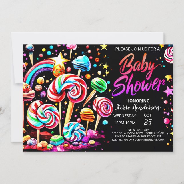 Invitation Candy Sweet Wonderland Baby shower (Devant)