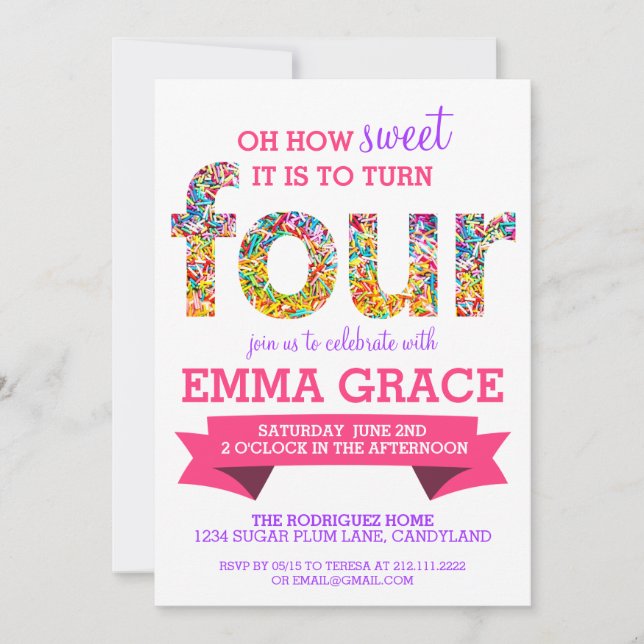 Invitation Candy Thème 4ème anniversaire fête asperge l'Invit (Devant)