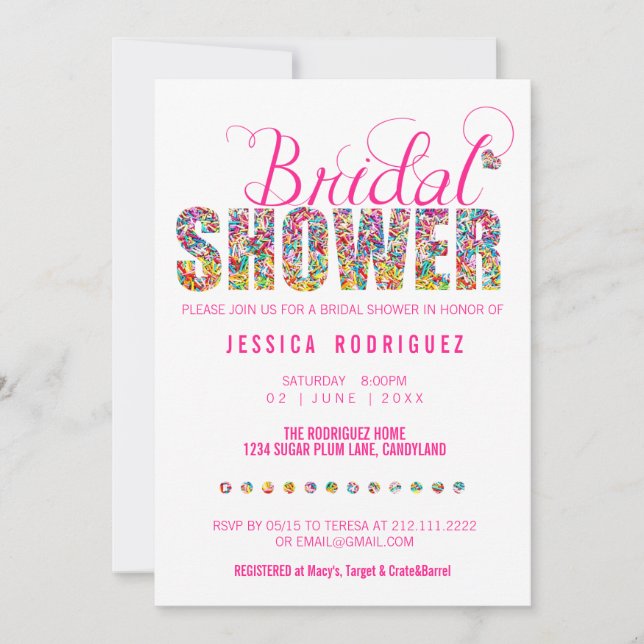 Invitation Candy Theme Fête des mariées (Devant)