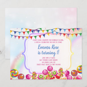 Invitation Candyland bonbons thème anniversaire