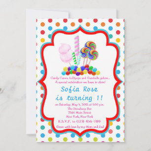 Invitation Candyland Candy premier anniversaire Anniversaire 