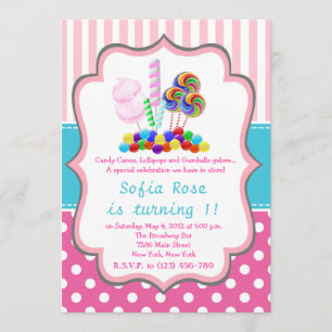 Invitation Candyland Candy premier anniversaire Anniversaire 