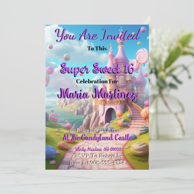 Invitation Candyland Castle Sweet 16 Inviations (Debout devant)