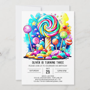 Invitation Candyland personnalisé en ligne Anniversaire