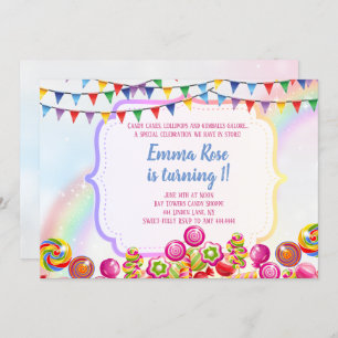 Invitation Candyland thème de bonbons fête d'anniversaire