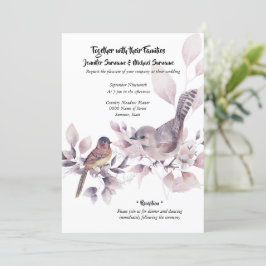 Invitation Cannelle rose rousse oiseau de campagne été chic