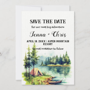 Invitation Canot minimaliste rustique Forest Lake Enregistrer